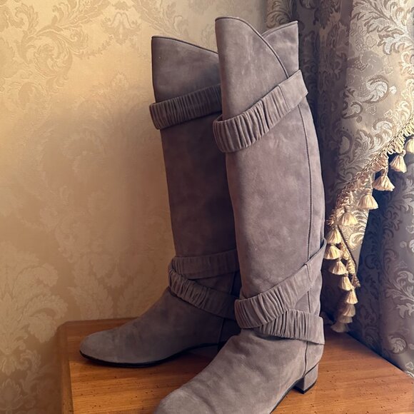 TE CASAN NY Limited Edition Beige Suede Knee-High Boots Size EU 39/ US 8.5 - Picture 9 of 9